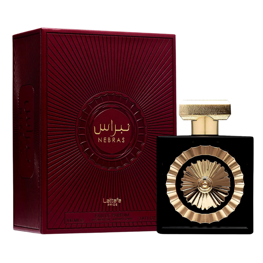Lattafa Nebras EDP 100ml perfume bottle and box – warm sweet vanilla gourmand scent