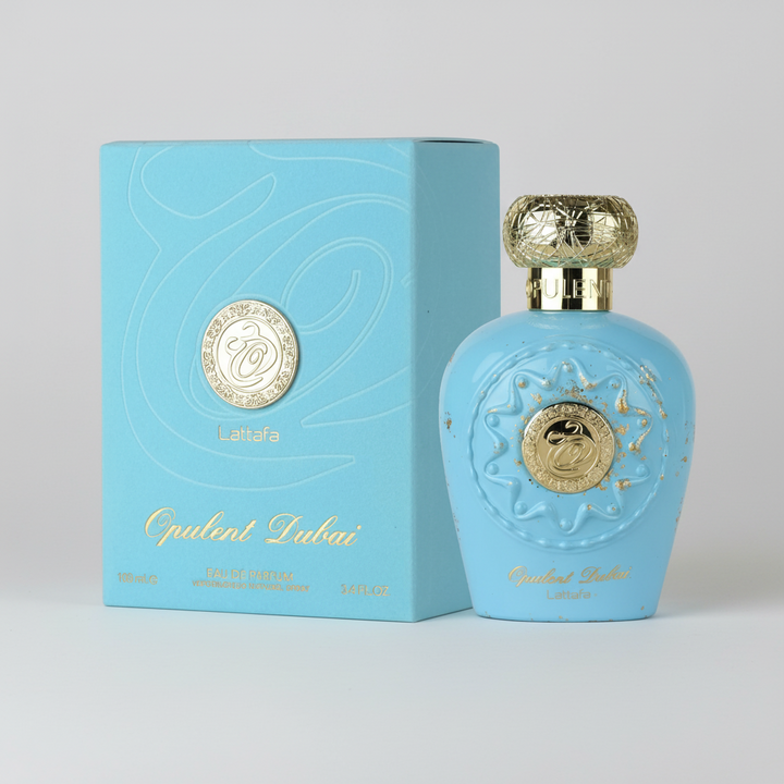 Lattafa Opulent Dubai EDP 100ml perfume bottle and box – rich oriental woody spicy scent