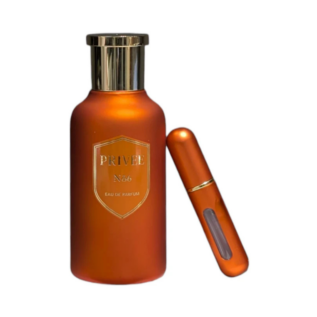 Flavia Privee No.6 EDP 100ml perfume bottle straight front view with small travel tester – elegant long lasting oriental floral scent with bergamot mandarin pink pepper, rose jasmine ylang ylang, amber musk sandalwood vanilla