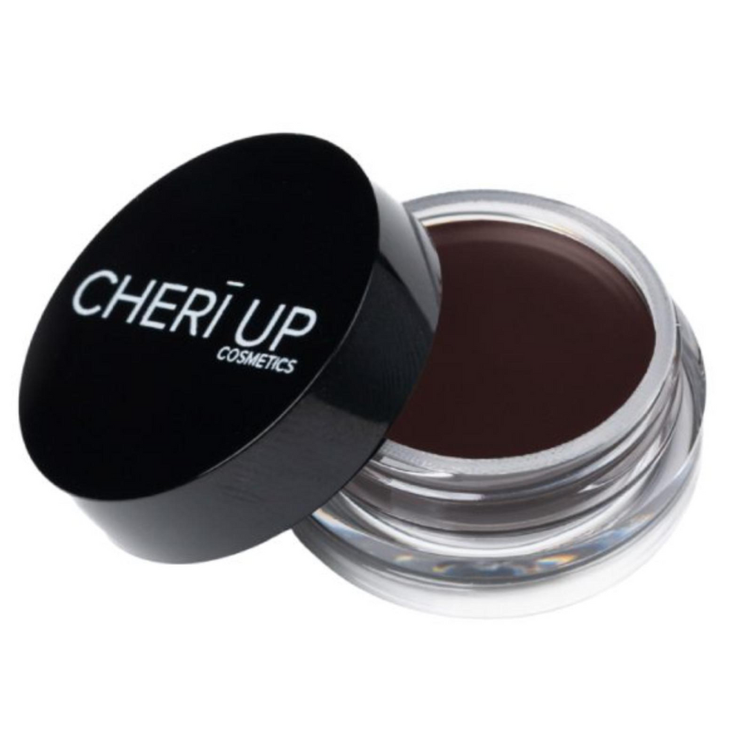 Cheri Up Eyeliner small round jar half open brown shade – creamy long lasting gel eyeliner for soft defined eyes
