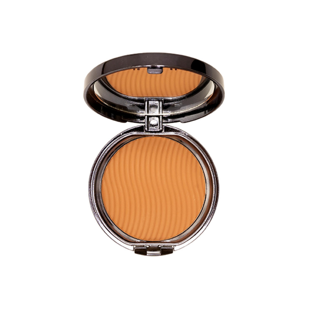 Cheri Up Sapphire Terracotta round compact straight open view with mirror – luminous baked bronzing powder for smooth radiant finish
