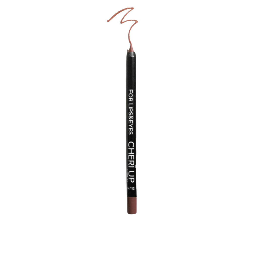 Cheri Up Lips & Eyes Pencil 112 straight view with red zigzag line – smooth long lasting pencil for defining lips and eyes