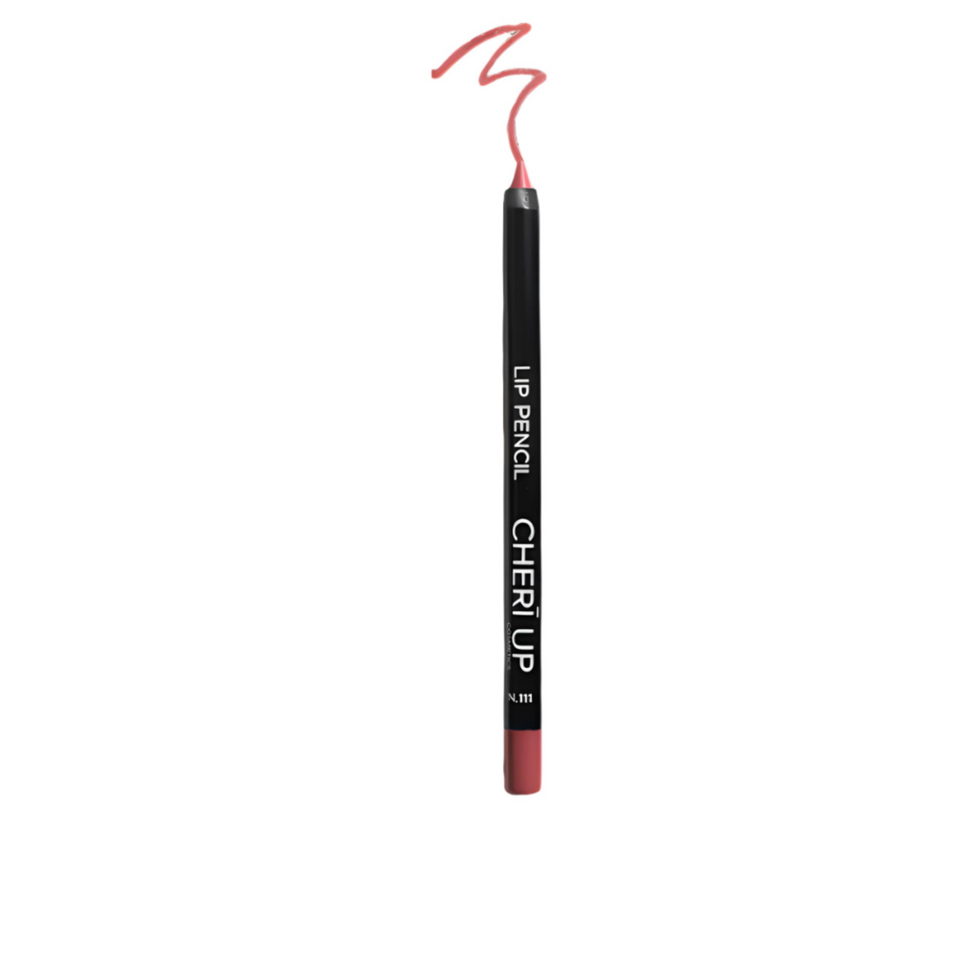 Cheri Up Lip Pencil 111 straight view with red zigzag line – smooth long lasting pencil for defining and shaping lips