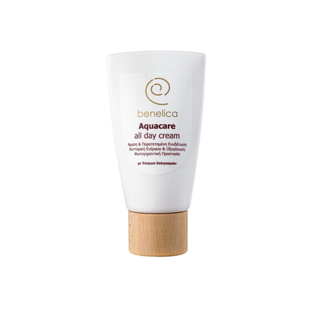 Benelica Moisturizing Cream tube straight front view – hydrating face cream with snail secretion and hyaluronic acid for soft supple skin