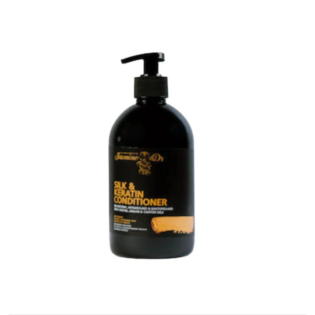 Jasmine DR Conditioner Silk and Keratin straight front view bottle – nourishing smoothing conditioner with silk and keratin for soft shiny healthy hair