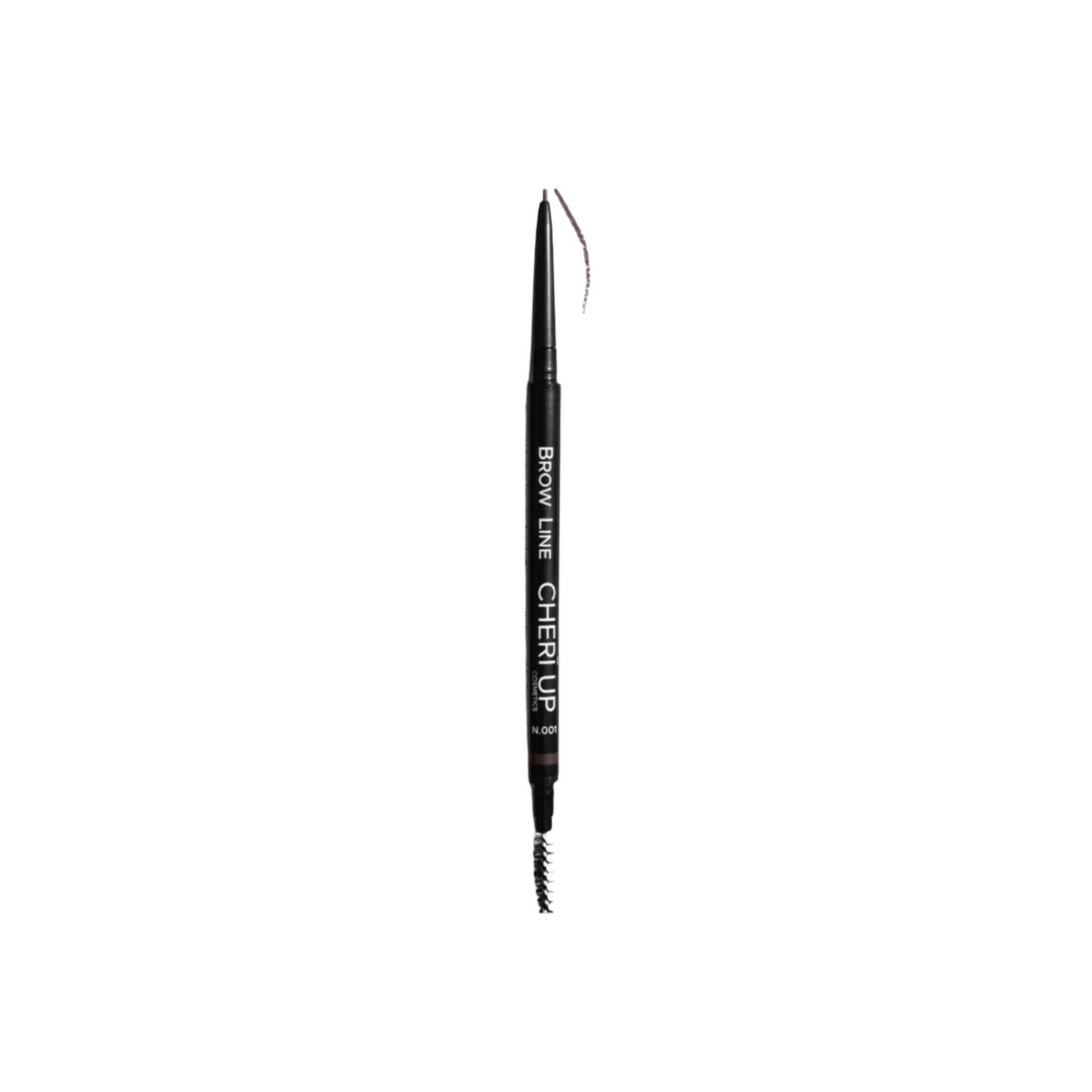 Cheri Up Eyebrow Pencil Twist 001 straight view with brush on one side and pencil tip on the other – precise long lasting eyebrow shaping and filling