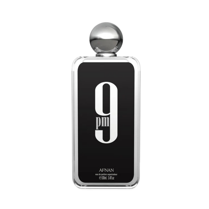 Straight front view of Afnan 9PM EDP 100ml perfume bottle – bold sweet spicy masculine fragrance