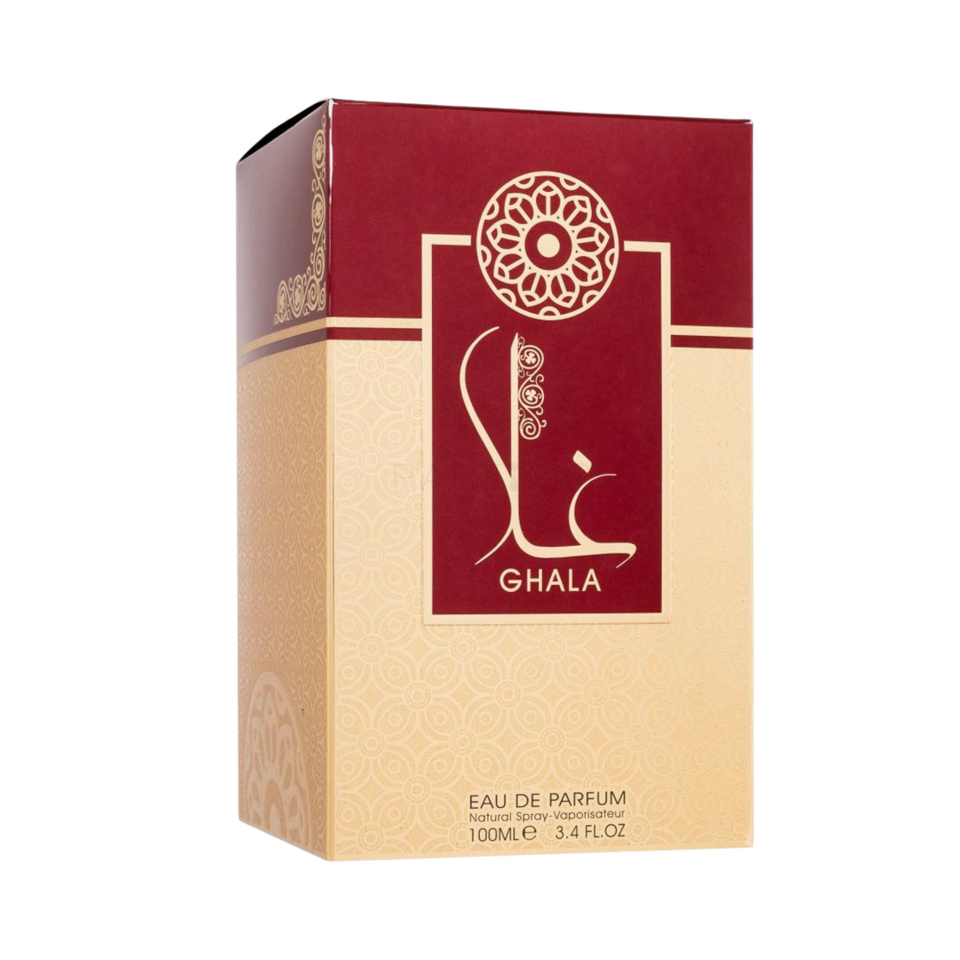 Al Wataniah Ghala EDP 100ml perfume box – stylish packaging for oriental floral woody fragrance with bergamot saffron pink pepper, rose jasmine patchouli, amber musk sandalwood oud