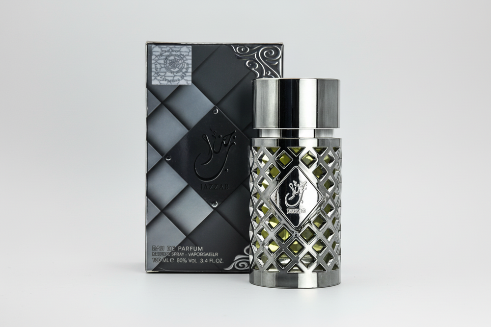 Ard Al Zaafaran Jazzab Silver Perfume bottle with decorative packaging on a white background