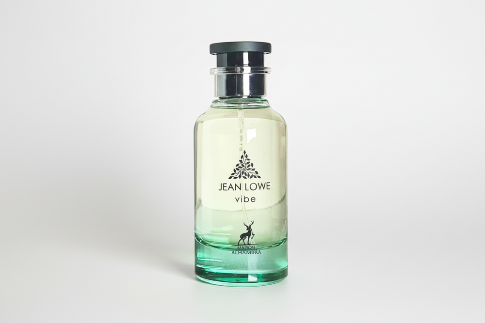 Jean Lowe perfume bottle on a white background