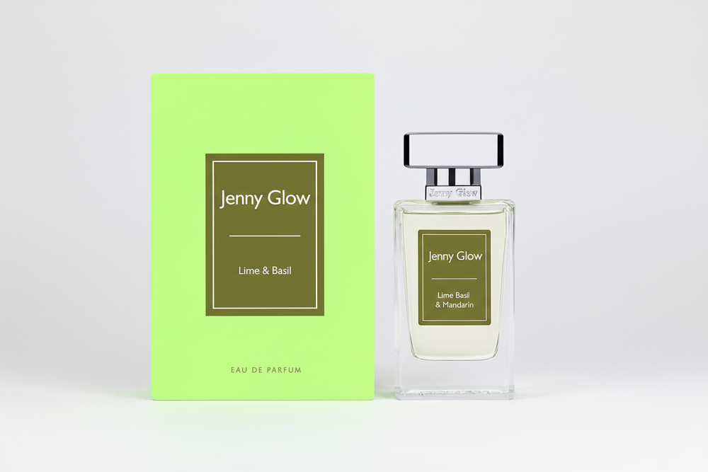 Jenny Glow Lime and Basil EDP 80ml unisex perfume bottle and box – fresh citrus herbal lime and basil fragrance